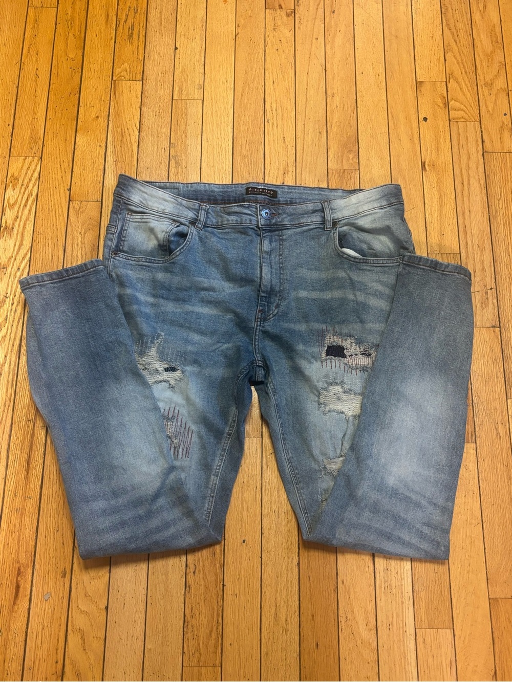 M.Society Distressed Light Blue Slim-Straight Men’s Jeans